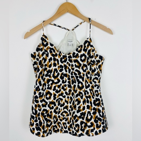 J.Crew Factory Lot of 2 Size 0 Lined Cami Tank Top Scalloped Snakeskin Leopard - Picture 2 of 16